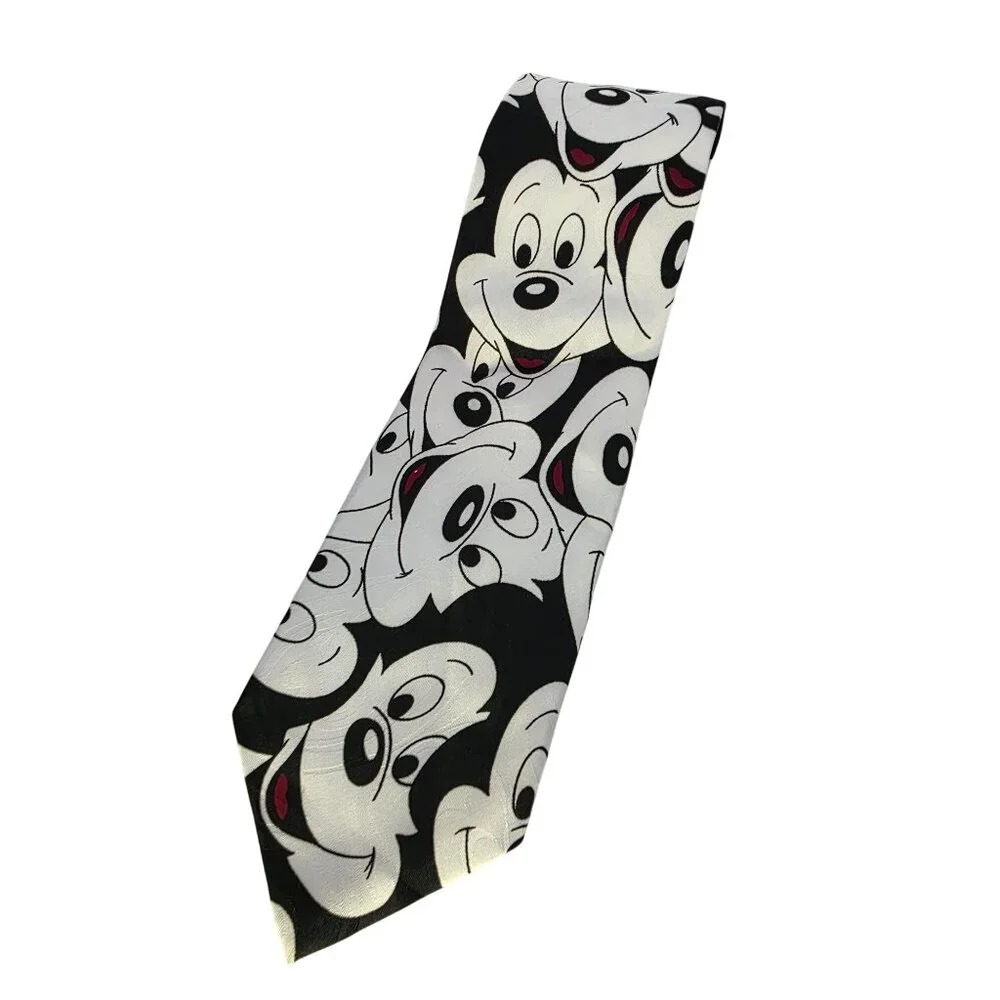 Disney Mickey Mouse Neck Tie By Balancine Inc 100% Polyester Black & White Carto
